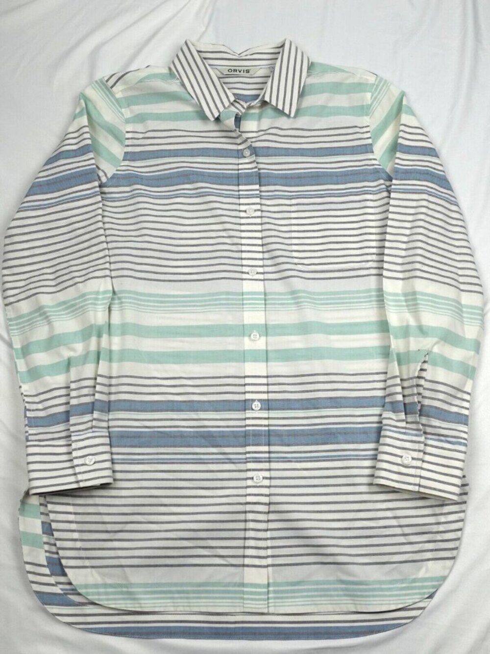 Orvis Striped Shirt Women's Size 12 Button Up Long Sleeves